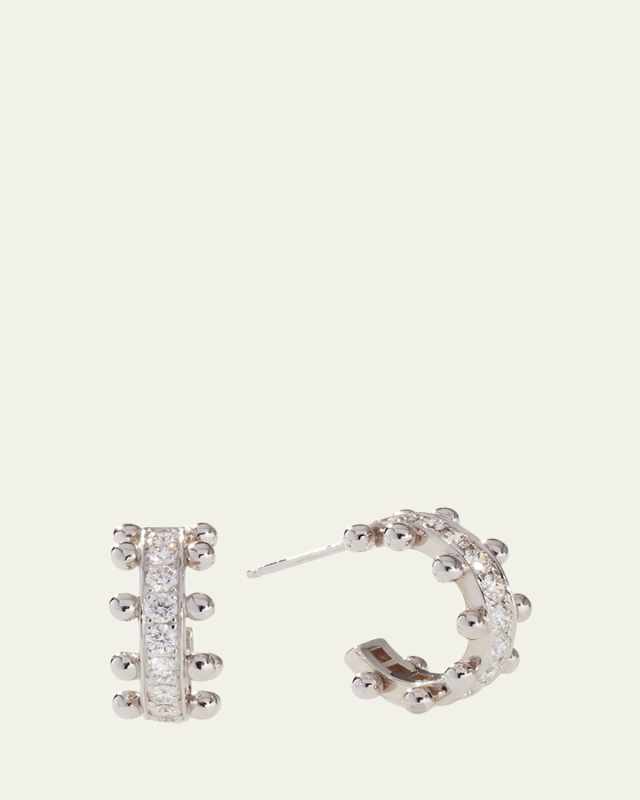 Beaded 18K Recycled Yellow Gold and Lab Grown Diamond Small Hoop Earrings